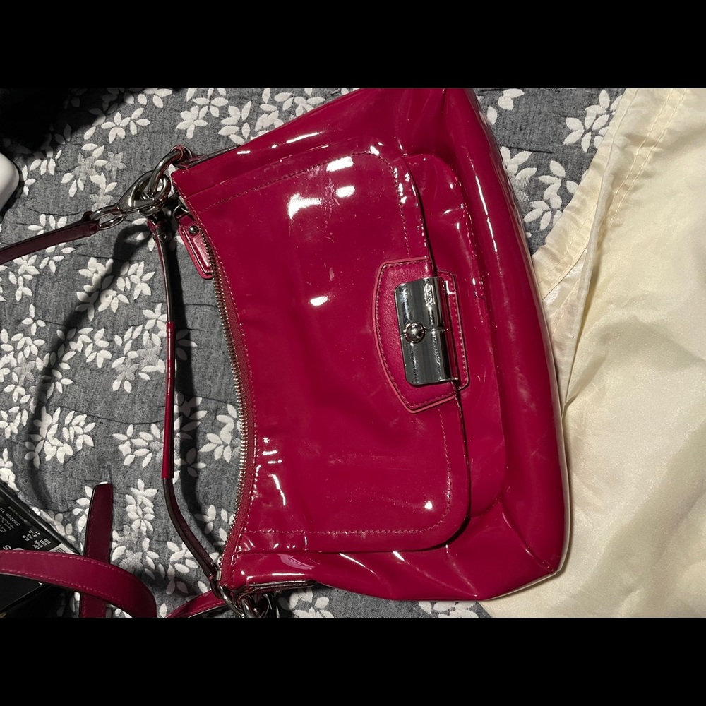 Hot pink patent leather Coach bag